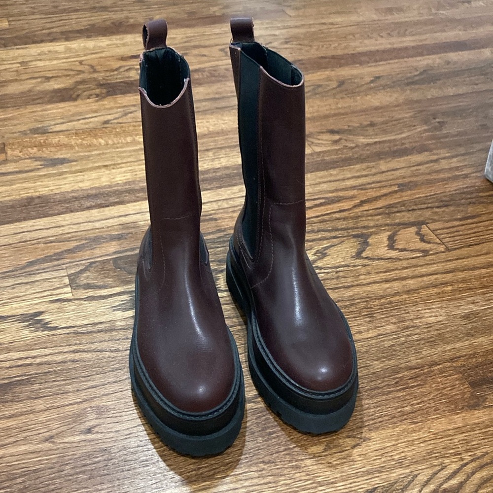 Mango Brown Combat Boots